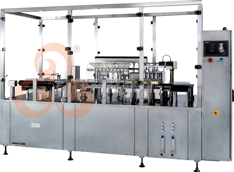 Automatic High Speed Multi-Axis Servo Driven Ampoule Filling and Sealing Machines. Models: AHAFS-240S and AHAFS-300S